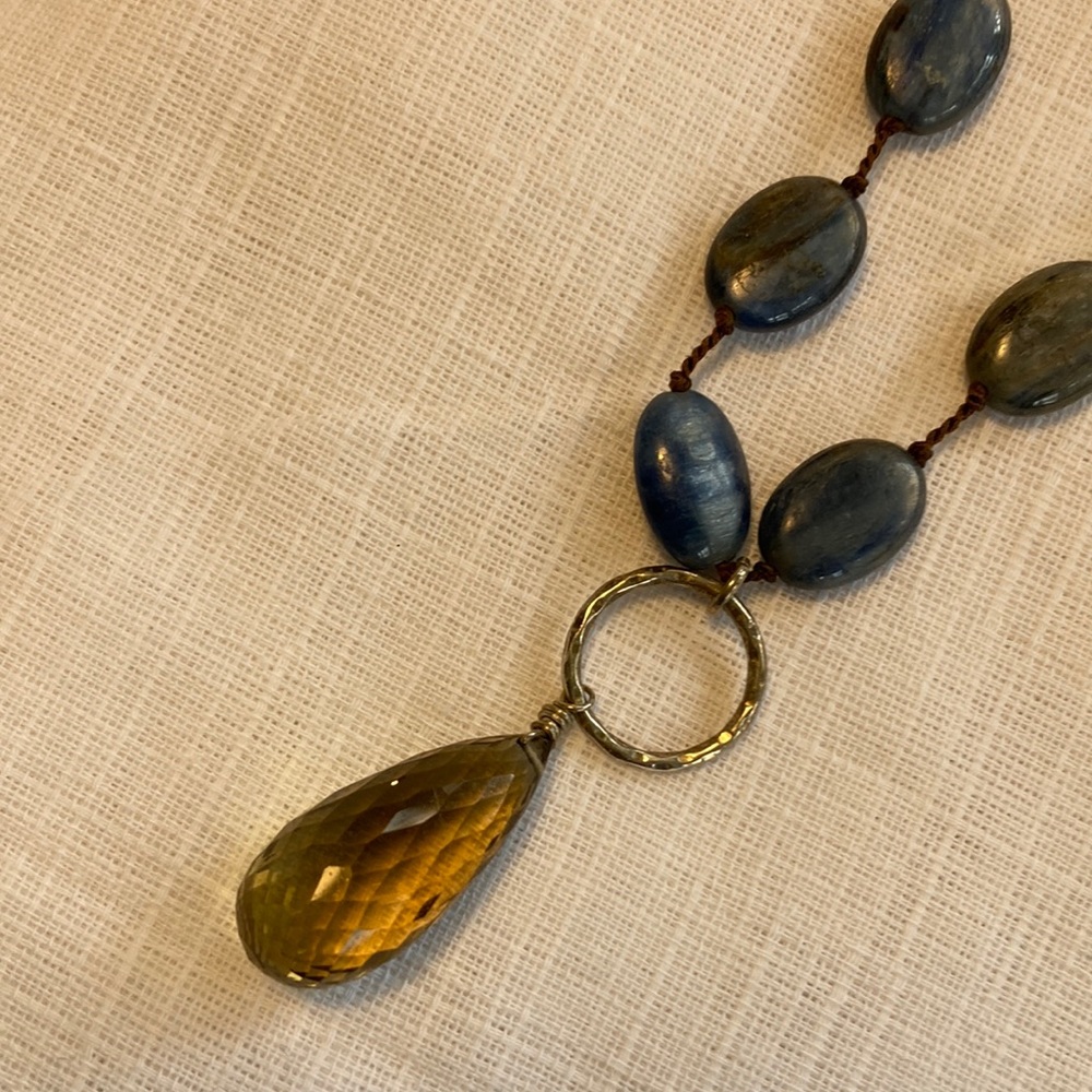Handmade Stephanie Robb authentic gem stone and sterling silver necklace.